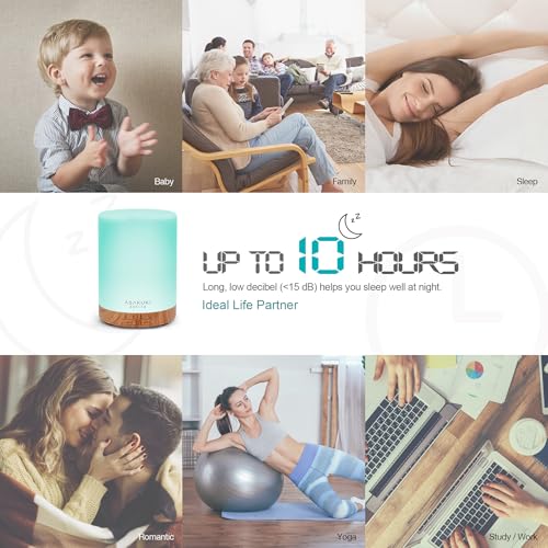 ASAKUKI Essential Oil Diffuser for Home, 300 ml Humidifier with Automatic Shut-Off, Quiet Aromatherapy Diffuser with 7 LED...