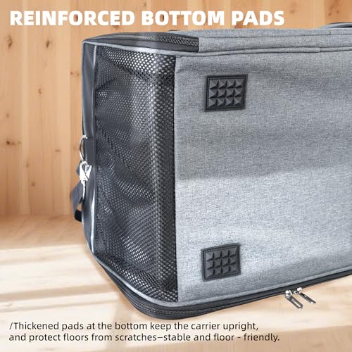 AIWIKIDE Lightweight Waterproof Cat Carrier - Foldable Design w/Full Cover for Security, Includes Collapsible Bowl, Grey