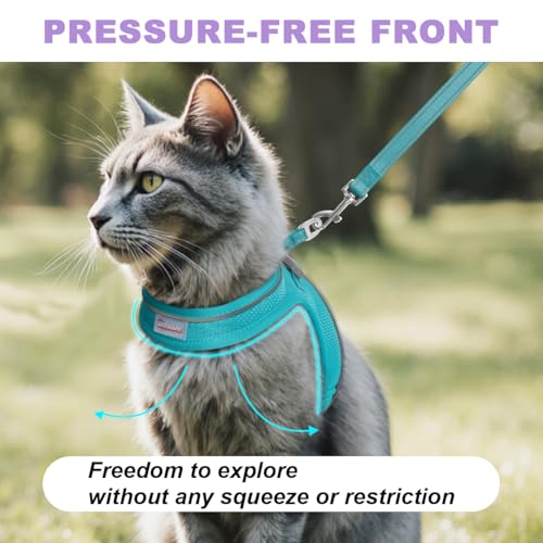 Cat Harness and Leash Set,Escape Proof Kitten Harness,Step in Adjustable Soft Lightweight,Easy Control,Reflective Strips C...