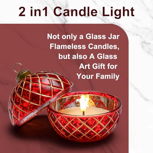 Birthday Glass Flameless LED Candles Wedding Decorative Light Birthday Gift for Her,Battery Operated Flickering Electric L...