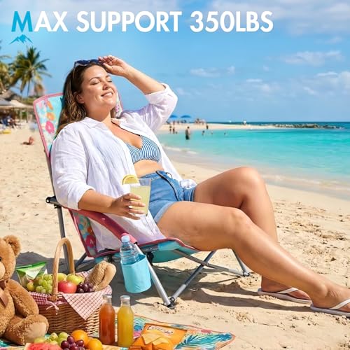 Portal Low Beach Chair for Adults - Heavy Duty 350 lbs Weight Capacity Folding Portable Sand Chair, Breathable Mesh Outdoo...