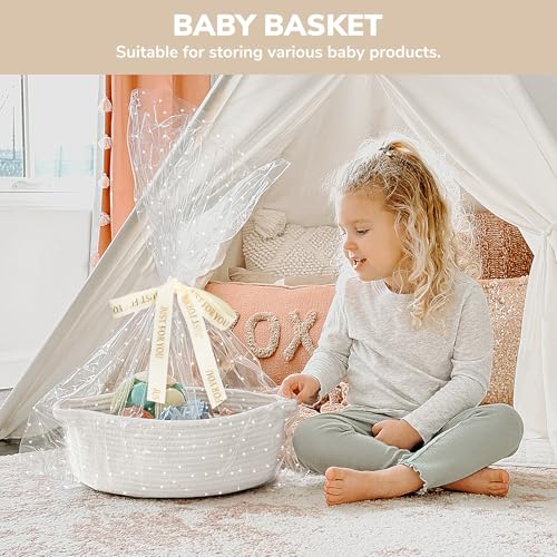 CHICVITA Small Basket for Gifts, Easter Basket for Kids, Empty Gift Baskets with Bags & Ribbons Rope Storage Baskets for K...