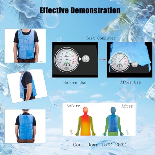 YCWF Cooling Ice Vest for Men Women,PVA Water Activated Evaporative Cool Cold Vest for Hot Weather Working Running