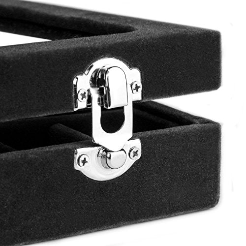 EONGOA Jewelry Box Rings Organizer Tray 7 Slots Velvet Jewelry Earring Storage Box With Transparent Lid Jewelry Display Ca...