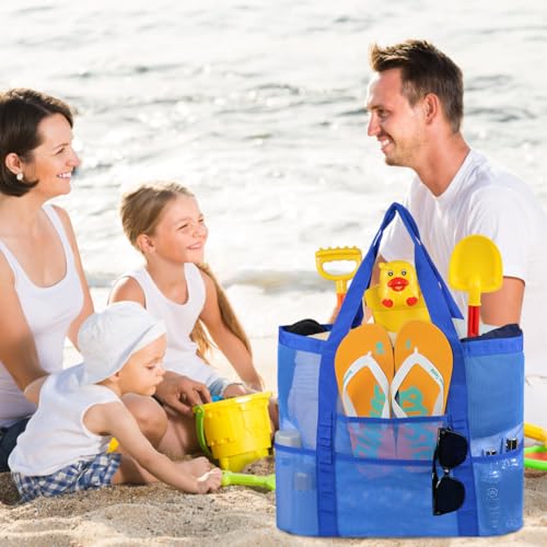 AMJ Oversized Mesh Beach Tote, Family Beach Bag for Toys & Vacation Essentials, 2Pcs