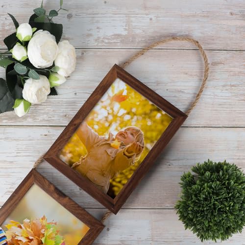 QUTREY 5x7 Collage Picture Frames, 6 Openings Hanging Photo Frame Set Display Vertical 5 by 7 inch Pictures for Wall Deco...