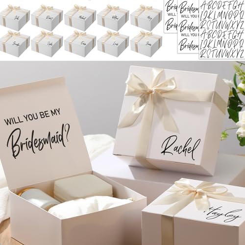 AmazingSpark 8 Sets Bridesmaid Proposal Boxes Will You Be My Bridesmaid Box Wedding Gift Boxes with Lids Name Maid Matron ...
