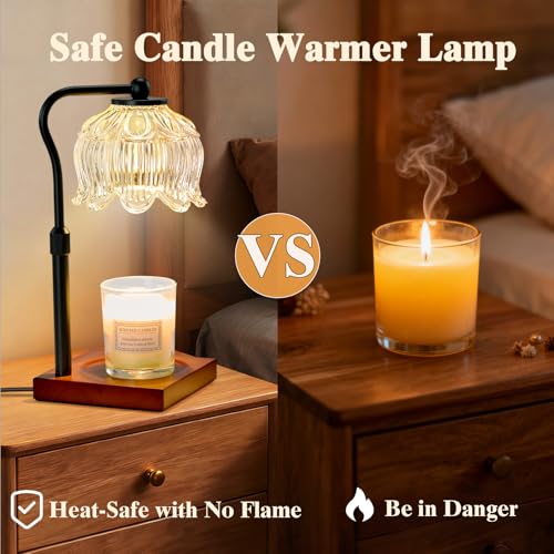 Shevvi Candle Warmer Lamp with Timer, Dimmable Candle Warmer for Jar Candles, Gifts for Women Mom, Height Adjustable Wax M...