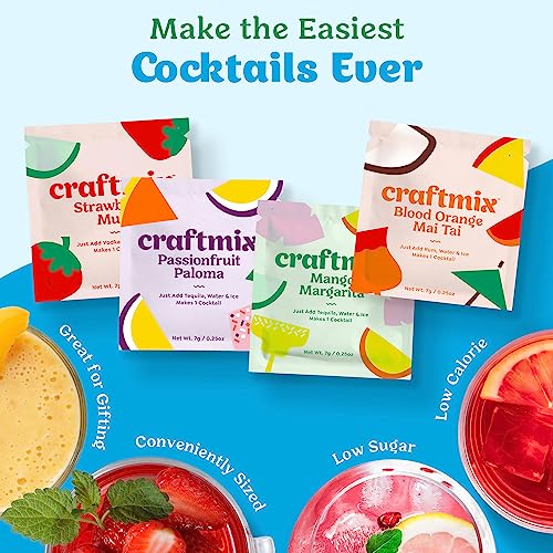 Craftmix Variety Pack Cocktail & Mocktail Drink Mixer, Skinny Mixes - Water Flavoring Packets - Made With Real Fruit - Veg...