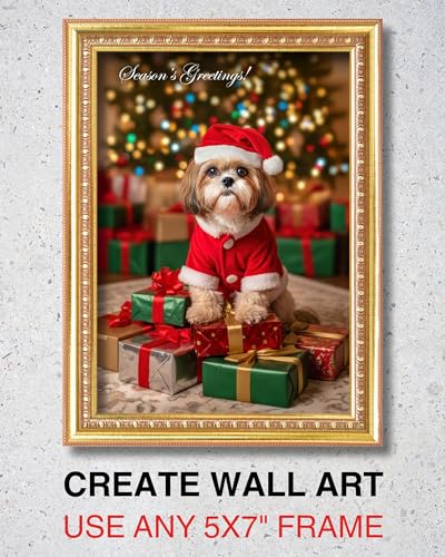 CATNEVERLAND Shih Tzu Santa Christmas Greeting Card – Dogs for Christmas Collection – 5x7” Premium Holiday Card with Red E...