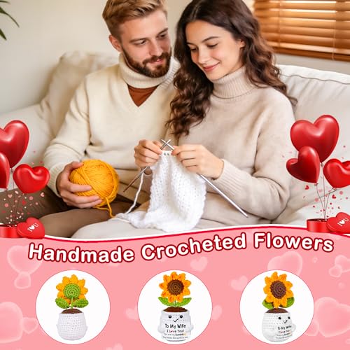 Qunland Mothers Day Her Gifts for Wife from Husband, to My Wife Handmade Crochet Sunflower Doll, Mother's Day Anniversary ...