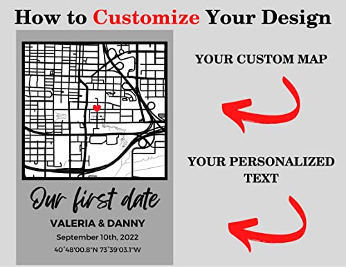 NEXT DAY SHIP Custom Our First Date Map Block - Couples Map, Where It All Began, Gift for Her, Acrylic Plaque, Custom Loca...