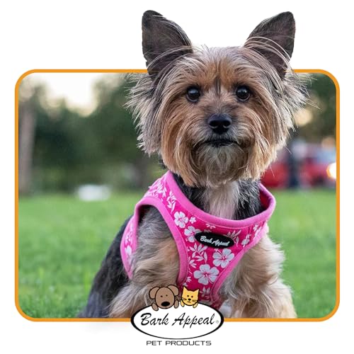 Bark Appeal Pink Hibiscus Step-in Dog Harness for XS to Small Sized Pets – Updated Sizing, Re-Measuring is Essential – Sof...