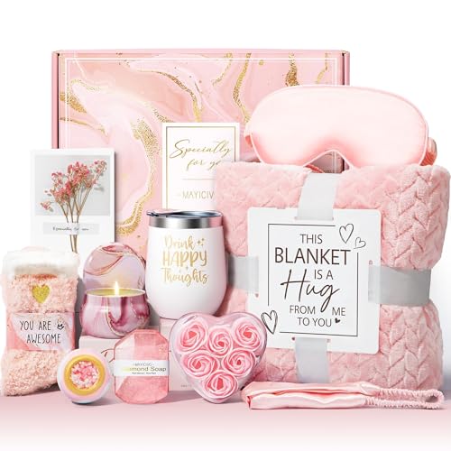 Mothers Day Birthday Gifts for Women Self Care Get Well Soon Gifts, Rose Relaxing Spa Gift Basket Thinking of You Care Pac...