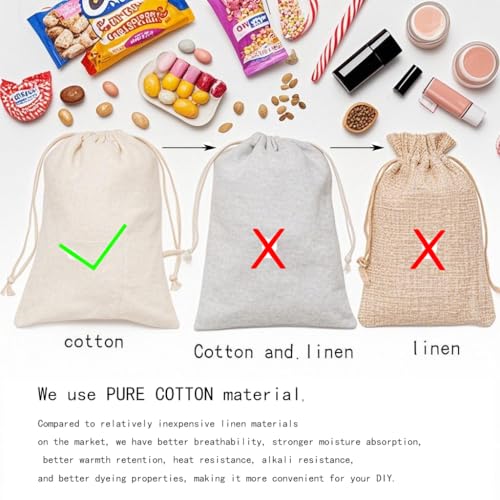 gobyhumm 50 Pieces Pure Cotton Drawstring Bags Muslin Bags Sachet Bag for Home Supplies （2.8 * 3.5"）