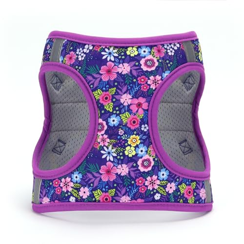 Moonpet Step in Dog Harness Leash Set- All Weather Reflective No-Pull Floral Pattern Padded Mesh Vest Harness for Cats Pup...