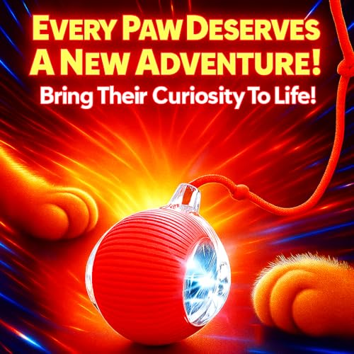 Purrmitive 2026 Durable Interactive Cat Toys for Indoor Cats, Dog Toys Ball, Rolling Pet Ball, Smart Automatic Cat Chase B...