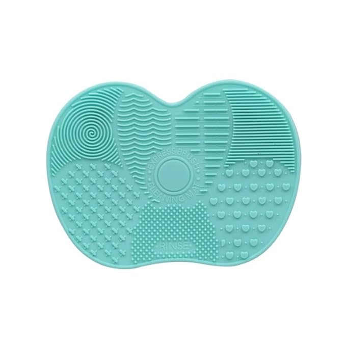 Make Up Brush Cleaning Mat，1PCS Silicone Makeup Brush Cleaner Pad With Suction Cup,Portable Cosmetic Washing Tool (Green)