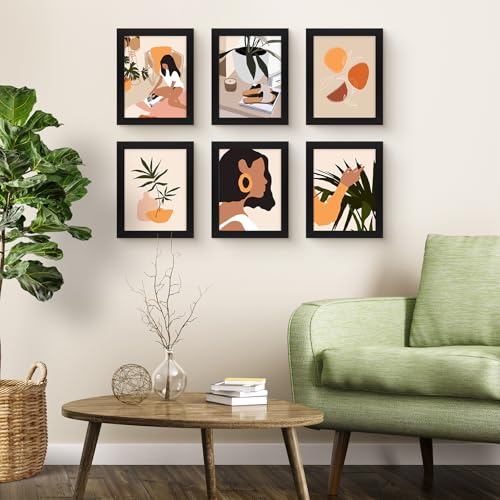 Frametory, 8.5x11 Picture Frame - Solid Wood -Black Molding - Tempered Glass Front, Portrait, Wall Gallery Frame (Black, 1...