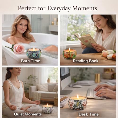 Scented Candles Gift Set, 12 Pack Soy Wax Candles for Home, 12 Scents, Aromatherapy Travel Tins with Gift Box for Women, B...