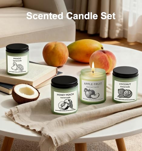 Scented Candle Gift Set, 4 Pack 25oz Soy Wax Candles, 200 Hour Burn Time, Long Lasting Aromatherapy Candles for Home Fragr...