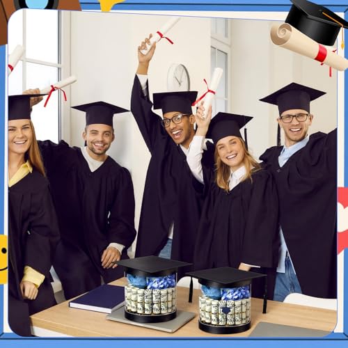 Lerheedi 4 Set Graduation Cap Flower Gift Boxes Class of 2026 Graduation Centerpiece Gift Box Candy Money Holders Box with...