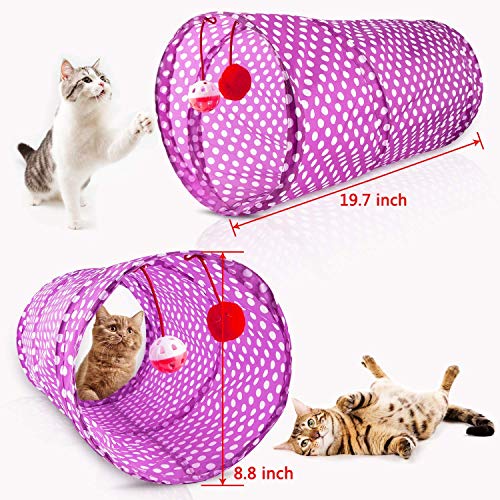 MIBOTE 28Pcs Cat Toys Kitten Toys Assorted, Cat Tunnel Catnip Fish Feather Teaser Wand Fish Fluffy Mouse Mice Balls and Be...
