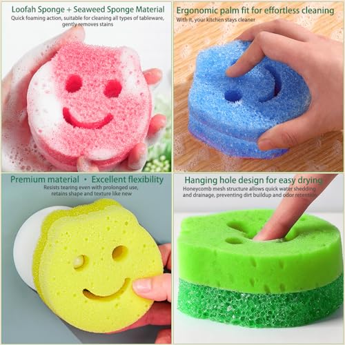 Color Sponges - Scratch-Free Multipurpose Dish Sponges for Kitchen, Bathroom & Household Cleaning - Made with BPA-Free Pol...