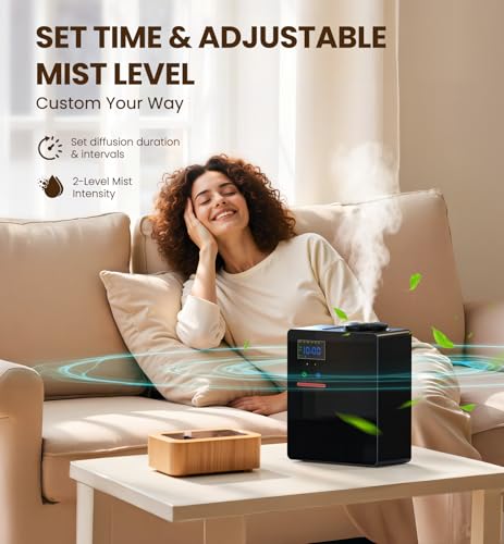 Waterless Essential Oil Diffuser 5000 Sq.Ft Coverage for Large Home, Hotel, or Office, 200ml Cold Air Scent Diffuser Machi...