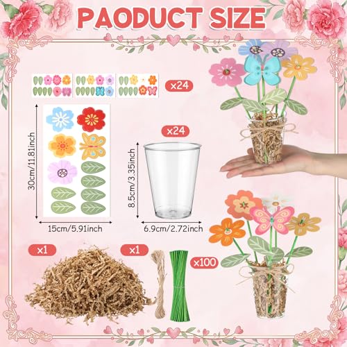 FoldTier 150 Pcs/24 Sets Mother's Day Craft Kit Bulk DIY Flower Bouquet Craft Gift for Mom Make Your Own Bunch of Floral D...