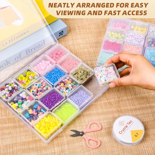 Cokapo Bead Organizer Box, 64 Pcs Clear Bead Storage Containers, Craft Organizers and Storage with Hinged Lids and Labels,...