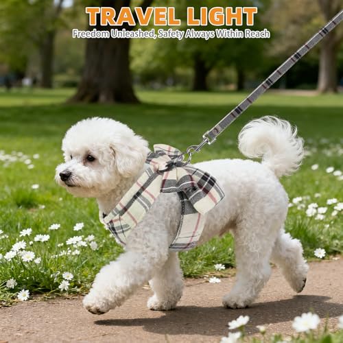 KOOLTAIL Small Dog Harness and Leash Set, Cute Puppy Vest Harnesses with Bowtie, Step in No Pull Soft Mesh Padded Adjustab...