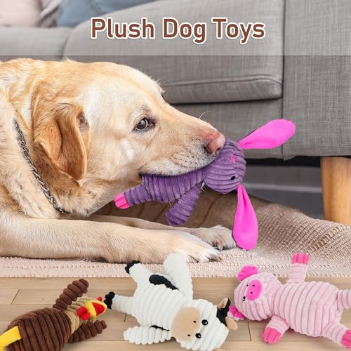 Prime Pets Dog Toys, 5 Pack, Plush Dog Squeaky Toys, Assortment Value Bundle Animal Pet Toy for Small Medium Large Dogs, S...