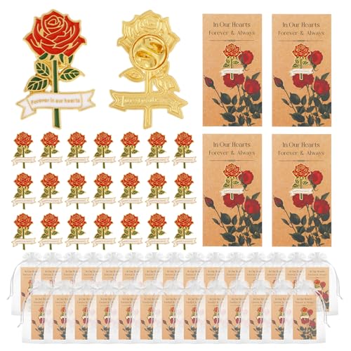 50 Sets Rose Pins Bulk Funeral Favors for Guests,Memorial Gifts Celebration Of Life,Sympathy Gifts Funeral Flowers Pin for...