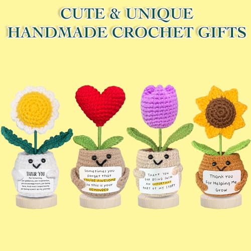 Teacher Appreciation Gifts,Emotional Support Crochet Sunflower Flowers Plants, Thank You for Helping Me Grow, Thank You Gi...