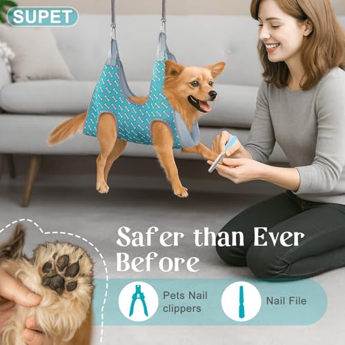 Supet Dog Grooming Hammock Harness for Dogs Cats, Relaxation Pet Nail Clipper Hammock, Restraint Dog & Small Animal Leashe...