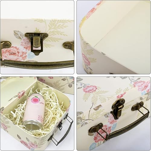 Fasmov 3 Pack Paperboard Suitcases Storage Box Decorative Boxes Storage Gift Boxes With Lids for Photo Storage Home Decora...
