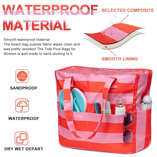 Bluboon Waterproof Beach Tote Pool Bags for Women Ladies Extra Large Carry On Bag With Wet Compartment for Weekender Travel
