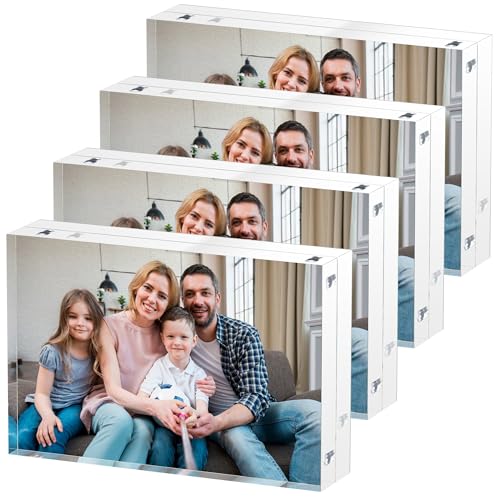 Tceauio Polaroid Small Wallet Size Picture Frames, 4 Pack Magnetic Clear Acrylic 2.5 x 3.5 Picture Frames, Business Card F...