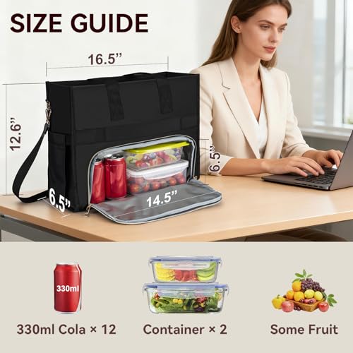 PASMAN Insulated Lunch Bag for Women, 15.6" Laptop Tote with Leakproof Cooler Compartment for Nurse Teacher Work Office an...