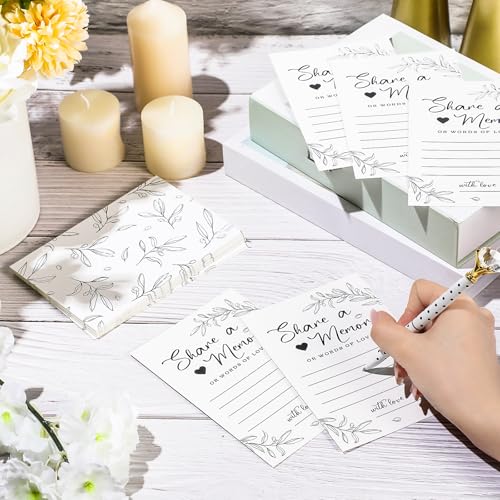 Pajean 50 Pcs Greenery Share a Memory Card for Celebration of Life Memory Cards Box with Transparent Windows Memory Box fo...