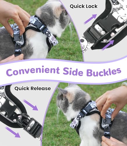 Halypet Cat Harness and Leash Set for Walking, Escape Proof Adjustable Vest Harness with 3-in-1 Integrated Buckles, Easy C...