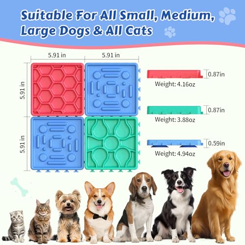 Lick Mat for Dogs & Cats Enrichment Toy Slow Feeder Puzzle for Anxiety Relief and Boredom Reducer