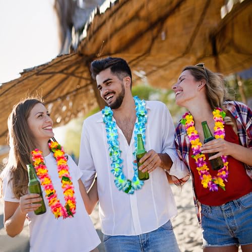 GoodUping 12 Counts Thickened Hawaiian Leis, Perfect Luau Party Supplies for Summer Beach Vacations, Essential Party Decor...
