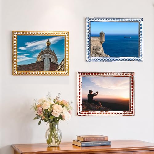 SZKYSJGS (Grey Wash White, 4X6 vintage picture frame - rustic farmhouse frames with boho charm, nature-inspired bead craft...