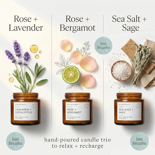 Unboxme Scented Candles Gift Set - 3 Pack Aromatherapy Soy Candles for Women, Hand Poured with Essential Oils, Stress Reli...