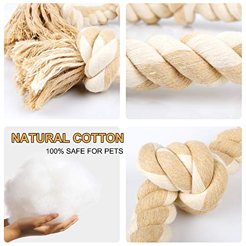Fida Dog Rope Toys for Large/Medium Aggressive Chewers, Tough Cotton Chew Toy, 3 Feet 5 Knots Indestructible, Tug of War D...
