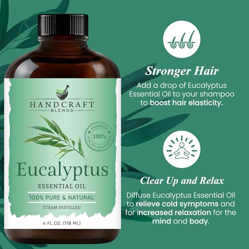 Handcraft Blends Eucalyptus Essential Oil – Huge 4 Fl Oz – 100% Pure and Natural – Premium Grade Essential Oil for Diffuse...