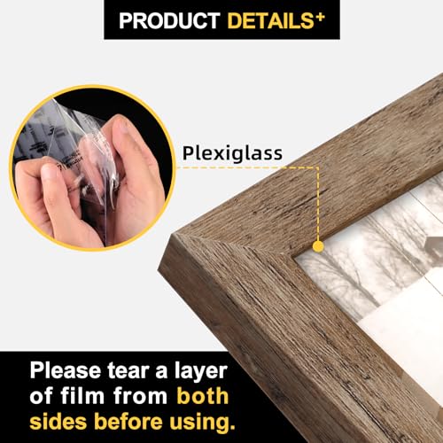 TOFOREVO Picture Frames 4x4 Set of 2 Rustic Wood Grain Photo Frame for Gallery Wall Mounting or Tabletop Display