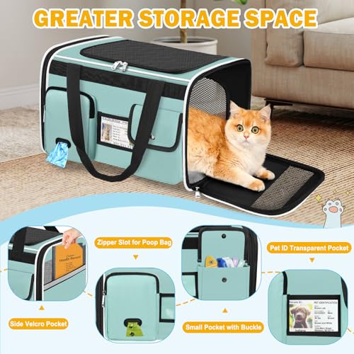 HUANLANG Soft-Sided Cat Carrier Airline Approved,Dog Carriers for Small Dogs Medium Cats,Pet Travel Carrier Up to 15 Lbs,C...